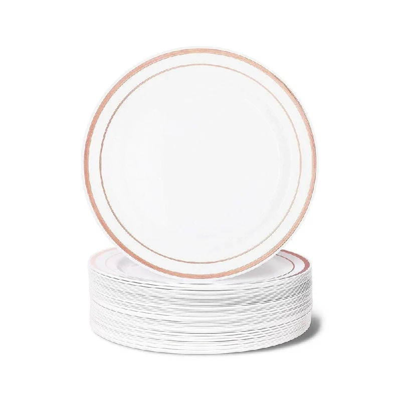 heavy-duty camping dinner plates -Juvale 50-Pack White Plastic Plates for Wedding Party Birthday Bridal Shower