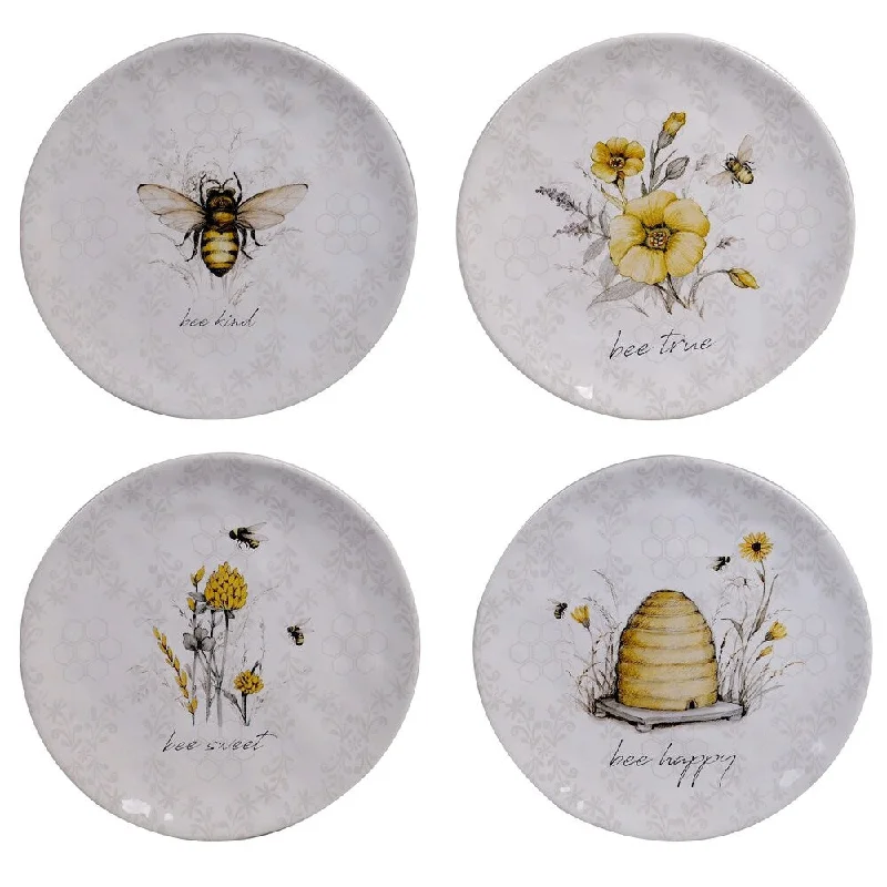 personalized kids cups -Certified International Bee Sweet 8.5-inch Salad/Dessert Plates (Set of 4)