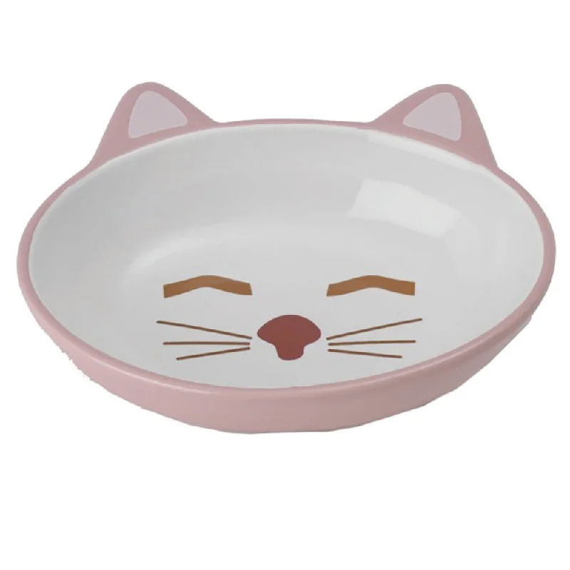 high-quality porcelain bowls -Petrageous Here Kitty Cat Bowl Oval Pink 13cm