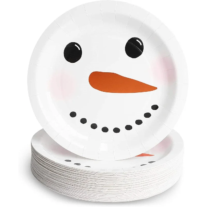 eco-friendly reusable dinner plates -Snowman Paper Plates for Holiday Christmas Party (9 In, 48 Pack)