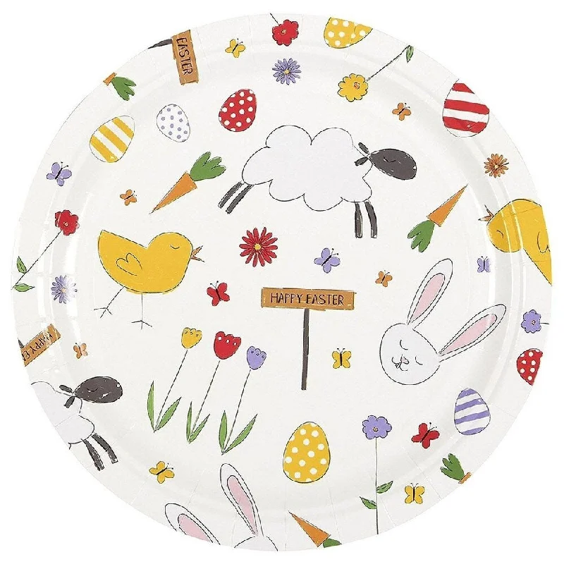 modern cutlery for dinner parties -80-Count Disposable Paper Plates, Assorted Easter Imagery print, 9 Inches