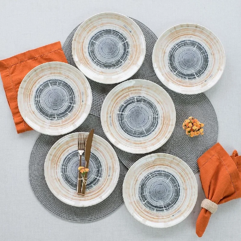 luxury glass plates for events -Daily Unni Large 9.24" Dinner Plates in Ivory, Brown and Gray