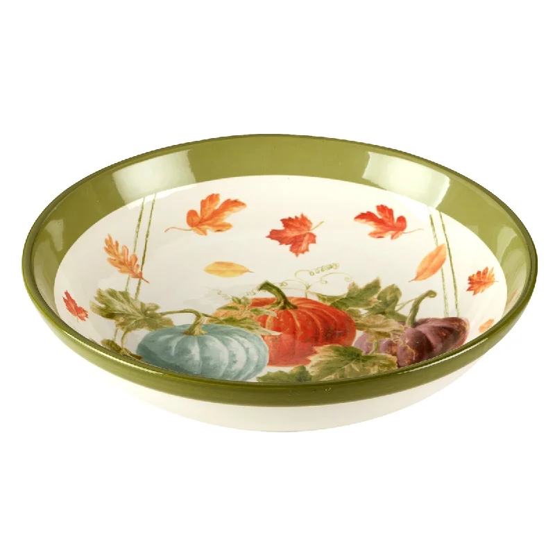 reusable wooden dinner plates -Certified International Autumn Harvest 13-inch x 3-inch Serving Bowl - 13" Dia x 3"