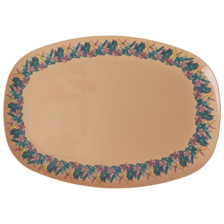 premium porcelain dinnerware sets -Rice DK Melamine Rectangular Plate with Hilma Forever Print