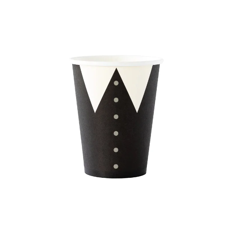 custom engraved coffee cups for gifts -Black Lapel Paper Cups 8ct