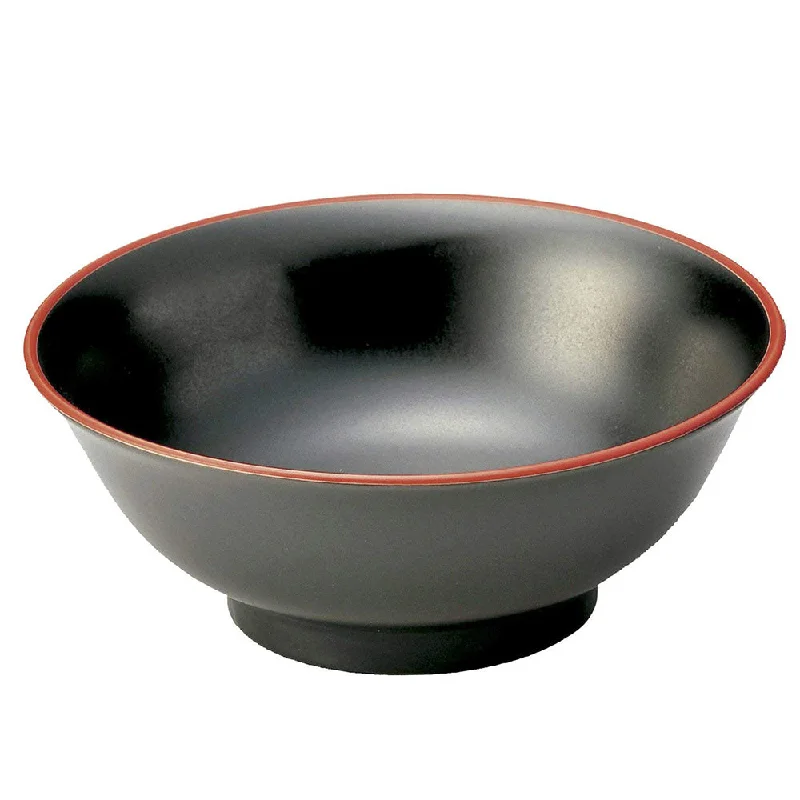 high-end serving bowls for salad -45 oz Ramen, Donburi Bowl Red Line Artistic Black Bowl with Tall Bottom