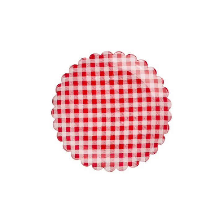 high-quality silverware sets -Rice DK Acrylic Cake Plate with Red Checkers Fabric