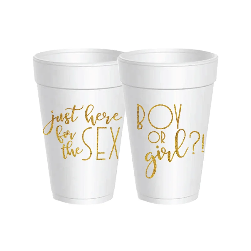 personalized insulated coffee mugs for outdoor use -Boy or Girl Gender Reveal Styrofoam Cups with Lids 10ct