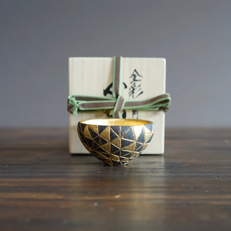 personalized insulated coffee cups for work -Gilded Geometric Inlay GUINOMI Sake Cup