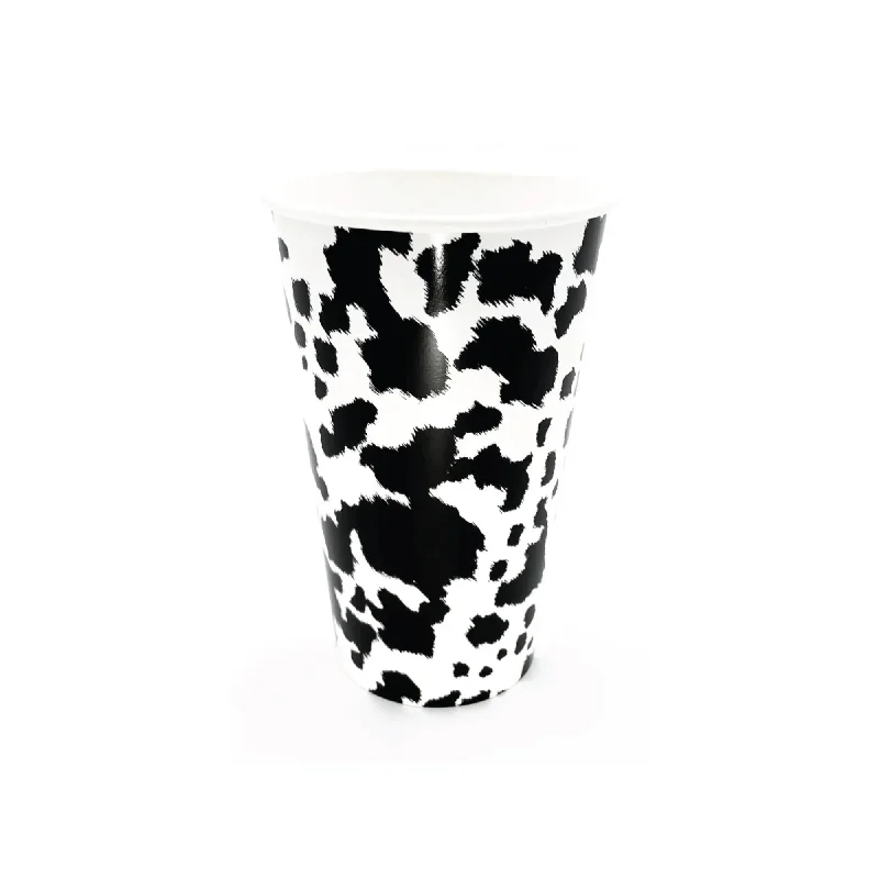 custom personalized coffee cups for holiday gifts -Cow Print Paper Cups 8ct