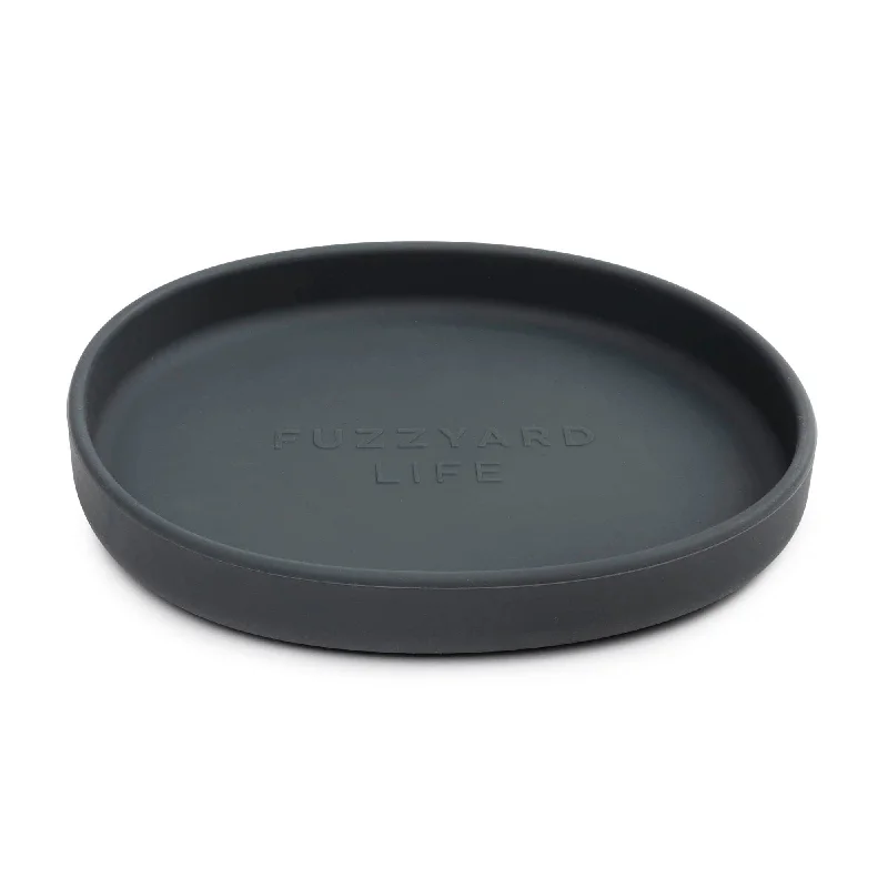 eco-friendly kids dinnerware -FuzzYard Life Silicone Cat Dish Slate Grey