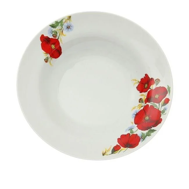 bamboo tableware sets -STP-Goods Red Poppies Porcelain Soup Plate 9.4" (Set of 4)