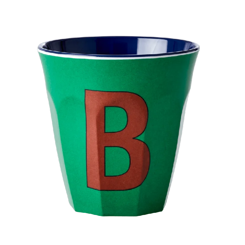 best insulated tea mugs -Melamine Cup - Medium with Alphabet in Bluish Colors | Letter B