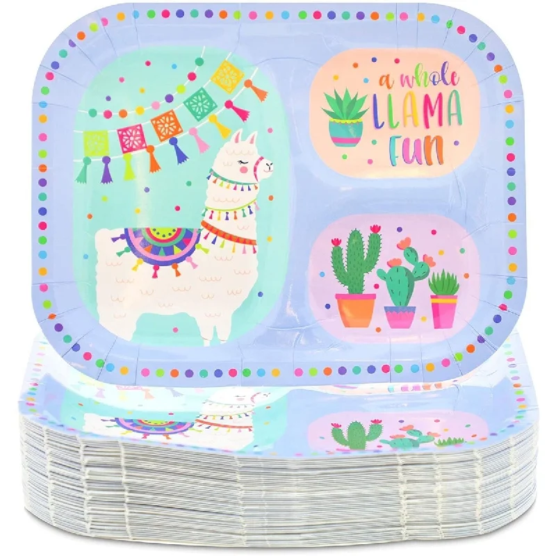 luxury dinnerware for casual dining -llama Birthday Party Supplies, Paper Plates (9.25 x 7 In, 48-Pack)