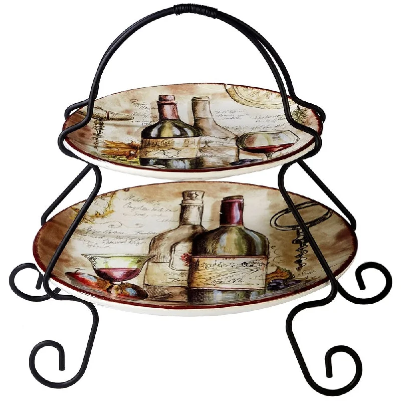 unique dinner plates for events -Certified International Vintners Journal 7-inch x 9-inch 2-tier Server