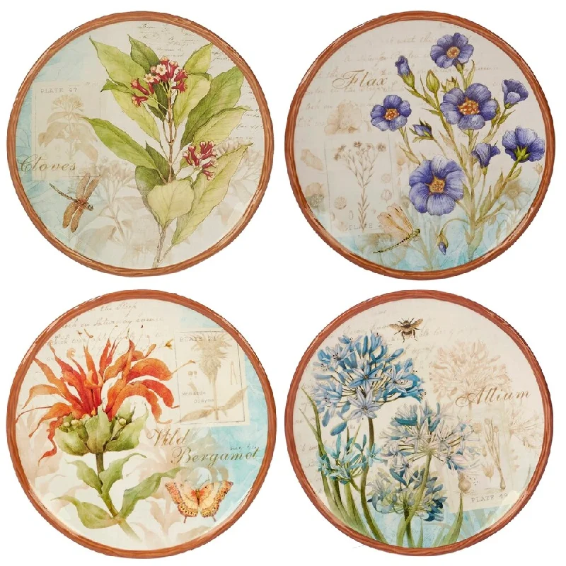 outdoor dining cutlery sets -Certified International Herb Blossoms Dessert Plates (Set of 4)