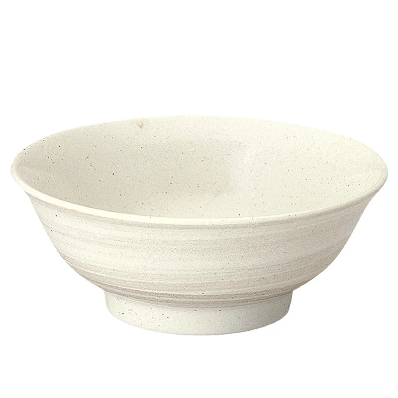 portable dinnerware for camping -45 oz Ramen, Donburi Bowl White with Light Stripe Pattern with Tall Bottom