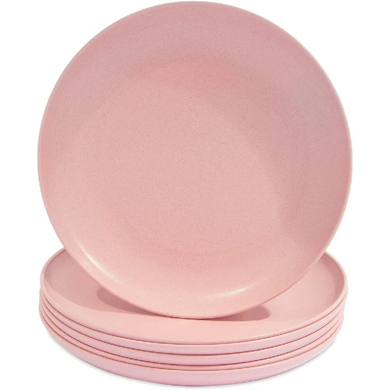 clear glass soup bowls -6Pcs Wheat Straw Plates Unbreakable Dinner Plate Pink