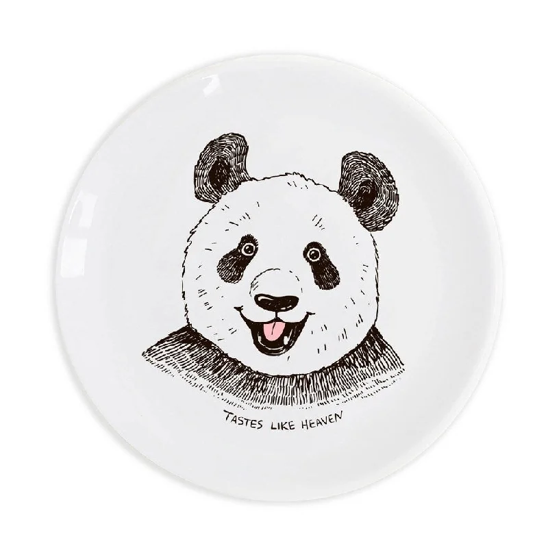 unique glass dinnerware sets -Tastes like heaven" Panda Ceramic 9.8" Plate