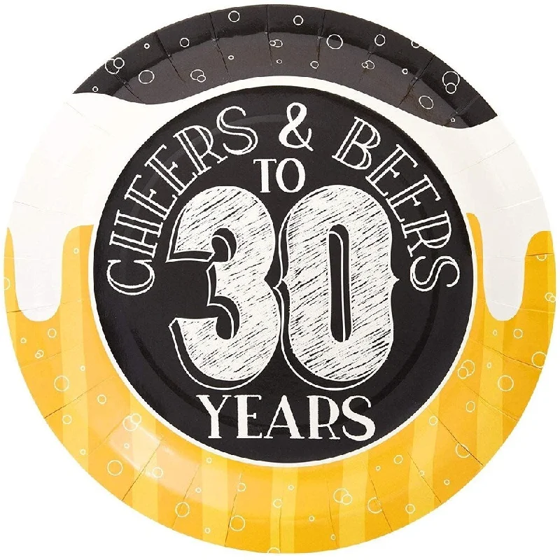 high-quality plastic serving spoons -80-Pack Cheers & Beers to 30 Years Birthday Party Paper Plates 9" for Lunch Dinner