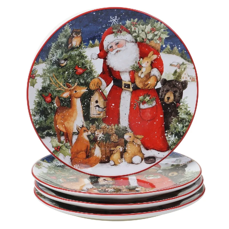 personalized dinner plates for family -Certified International Magic Of Christmas Santa 11-inch Dinner Plates (Set of 4)