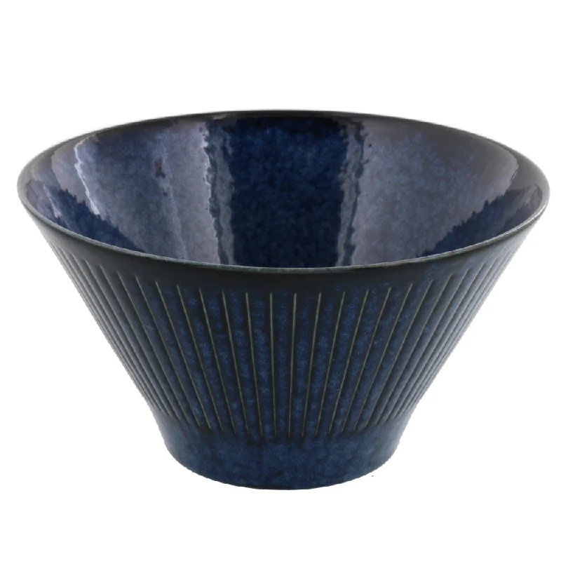 premium serving trays for catering -Dark Blue Trapezoidal Ramen Donburi Bowl - Medium