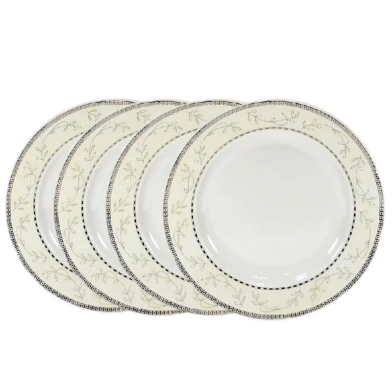 heavy-duty serving trays for buffets -STP-Goods European Platinum Plated Porcelain Dinner Plate 7.9" (Set of 4)