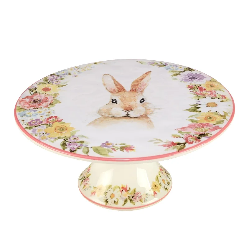 luxury serving bowls for dinner -Certified International Easter Garden Pedestal Cake Plate, 10" Diameter - 10" x 10" x 4.5"