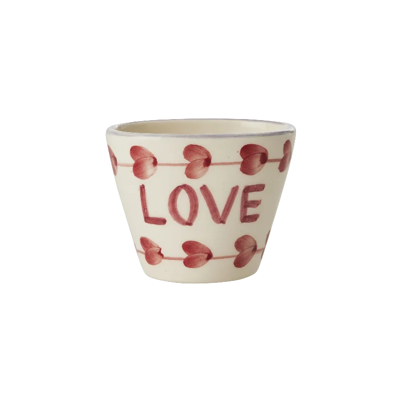 personalized tea cups with names -Ceramic Oval Espresso Cup with Hand Painted Good Love - 2.4 oz