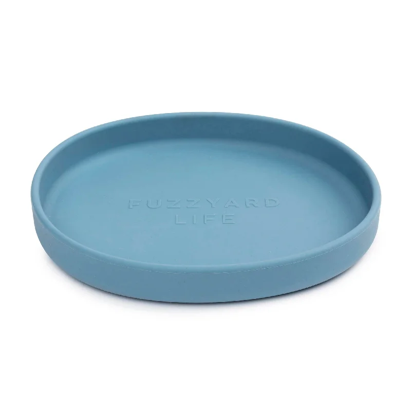 stylish bamboo flatware for picnics -FuzzYard Life Silicone Cat Dish French Blue