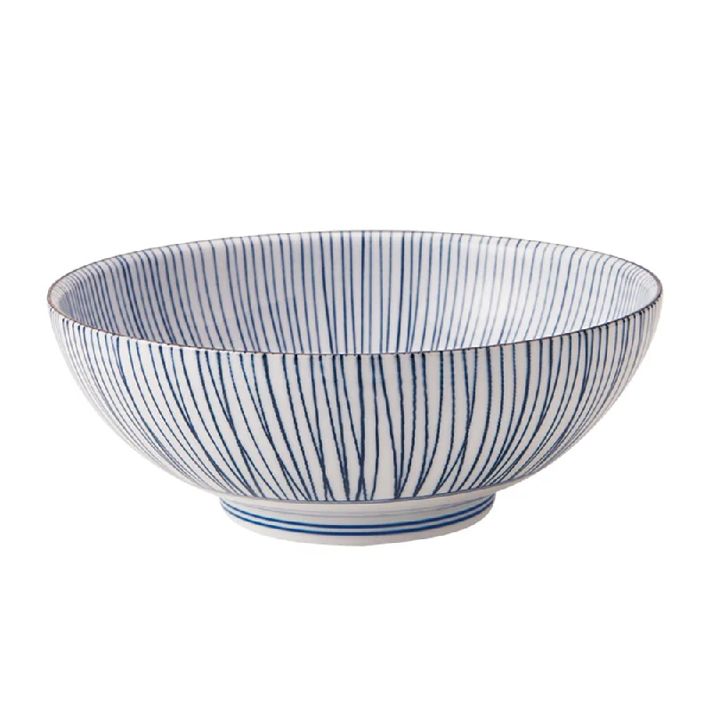 porcelain soup cups -oso-Tokusa Large 51 oz Wide Mouth Ramen and Donburi Bowl - Blue/White