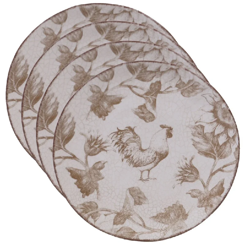 heavy-duty plastic cups for events -Certified International Toile Rooster 8.5-inch Salad/Dessert Plates (Set of 4)