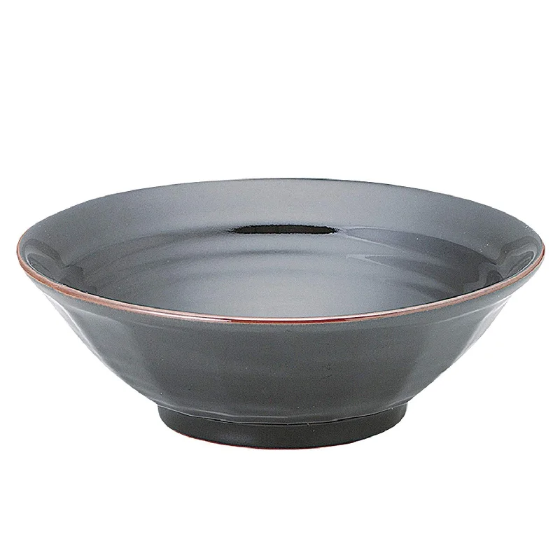 elegant serving trays for guests -45 oz Ramen, Donburi Bowl Simple Shiny Black with Scraped Surface