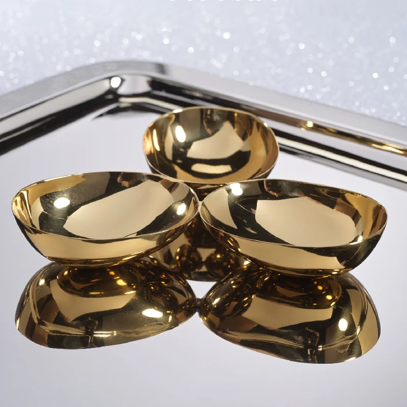 unique melamine dinner plates -Triple Nut Bowl - Polished Gold