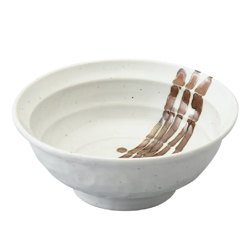 high-end serving bowls for salad -47 oz Ramen, Donburi Bowl Iron Red Glaze Paint Shirahagi with Uneven Surface (Ishimegata) 6.8