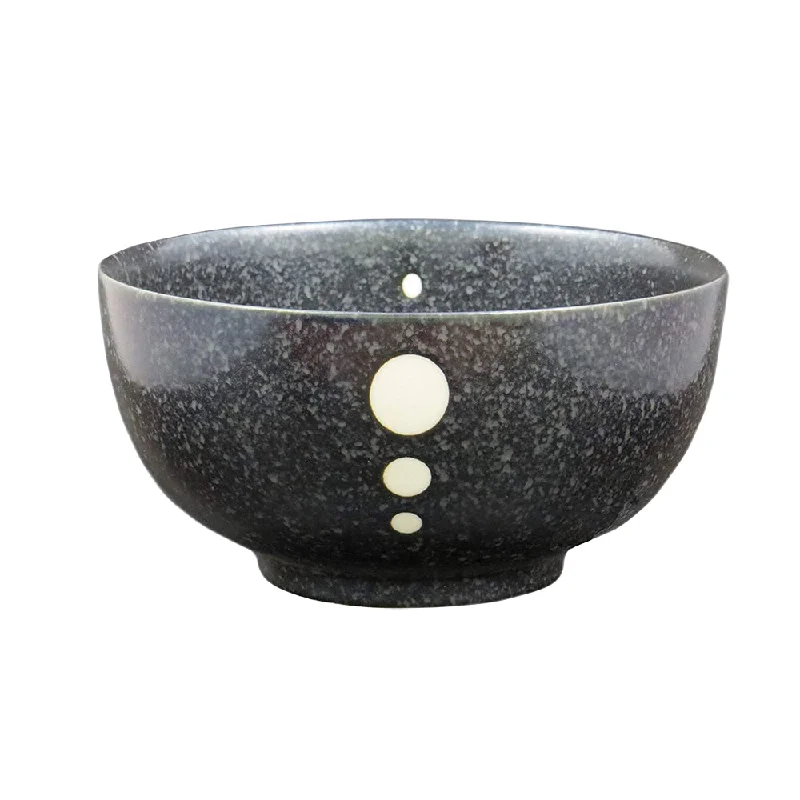 stylish reusable plates -Large Multi-Purpose Donburi Bowl - Black with White Polka Dots