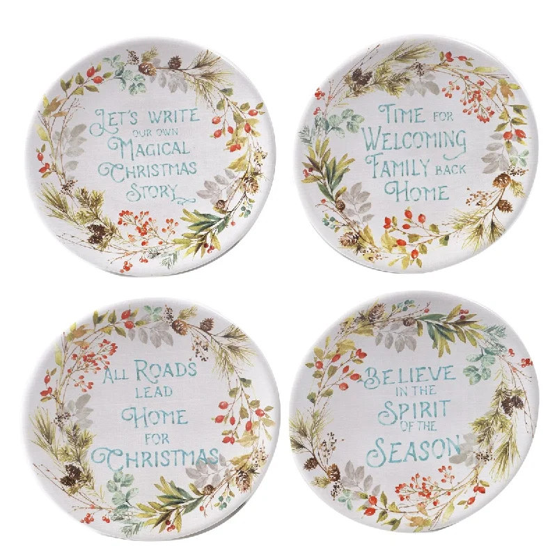 reusable porcelain flatware -Certified International Christmas Story 6-inch Canape/Luncheon Plates (Set of 4)