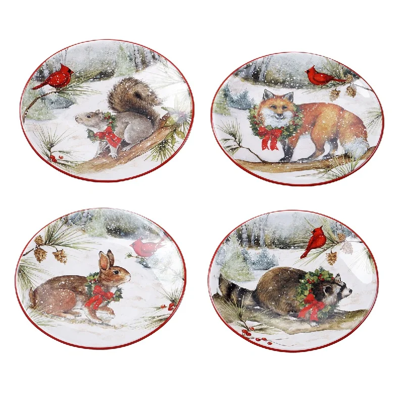 durable glassware for restaurants -Certified International Winter Forest 6-inch Canape/Luncheon Plates (Set of 4)