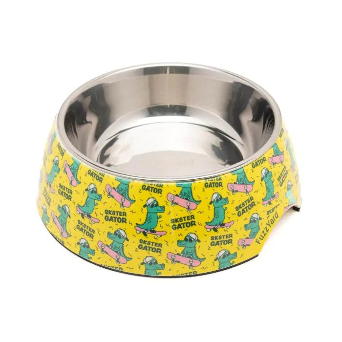 colorful dinnerware for spring parties -FuzzYard Sk8ter Gator Dog Bowl Small