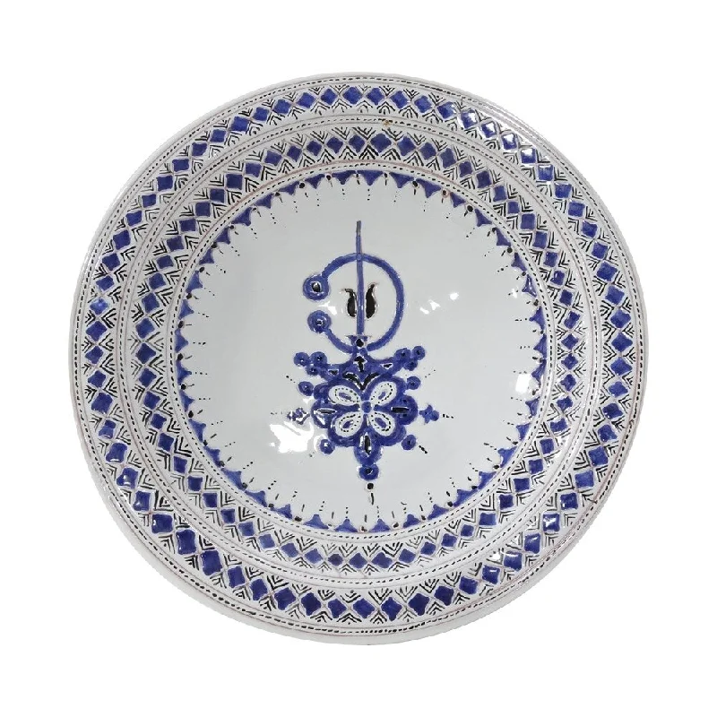 porcelain dinner plates for banquets -Handmade Moroccan Plate in Blue and Black