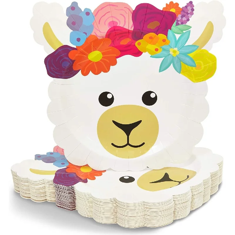 elegant bamboo dinnerware for kids -Llama Birthday Party Paper Plates (9 x 10 Inches, 48-Pack)