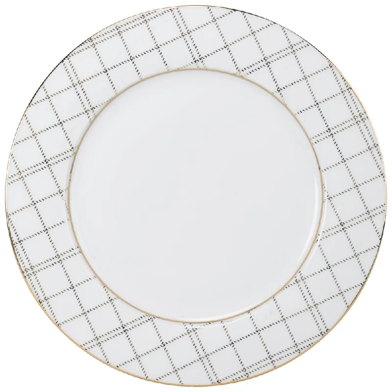 biodegradable plates for catering -10 Strawberry Street Goldtone Porcelain Plaid Dinner Plate (Pack of 6)