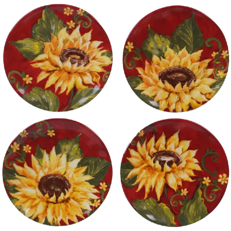 elegant ceramic dinner sets -Certified International Sunset Sunflower 6-inch Canape Plates (Set of 4)