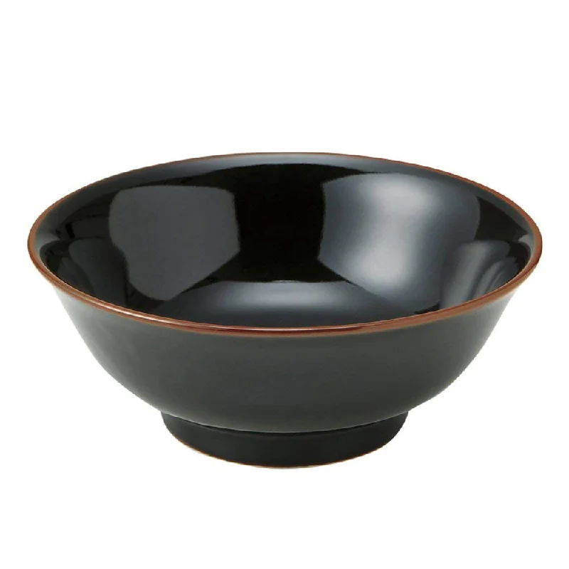 large porcelain plates for dining -45 oz Ramen, Donburi Bowl Red Trim Black Bowl with Tall Bottom