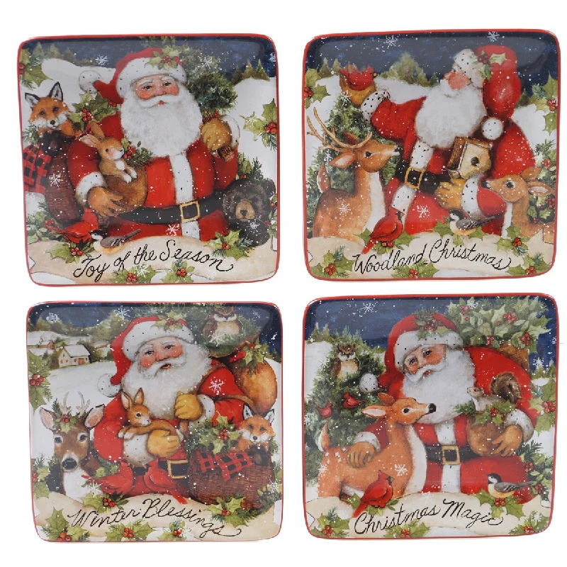 luxury dinnerware for special events -Certified International Magic Of Christmas Santa 6-inch Canape/Luncheon Plates (Set of 4)