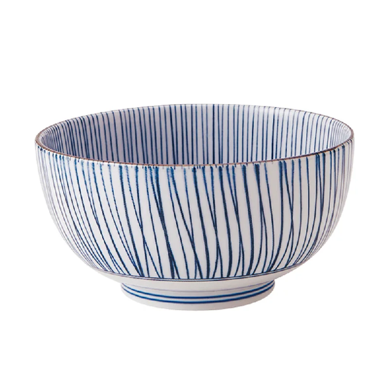 eco-friendly dinnerware for parties -Japan Blue Stripe Multi-Purpose Donburi Bowl - Large