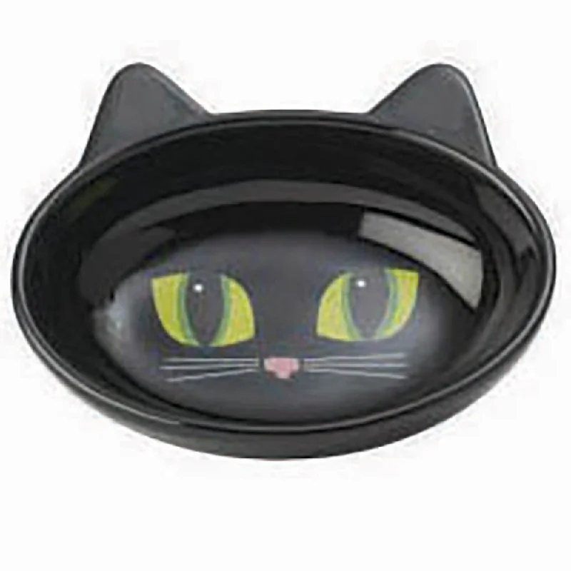 unique glass dinnerware sets -Petrageous Frisky Kitty Cat Bowl Oval Black 13cm