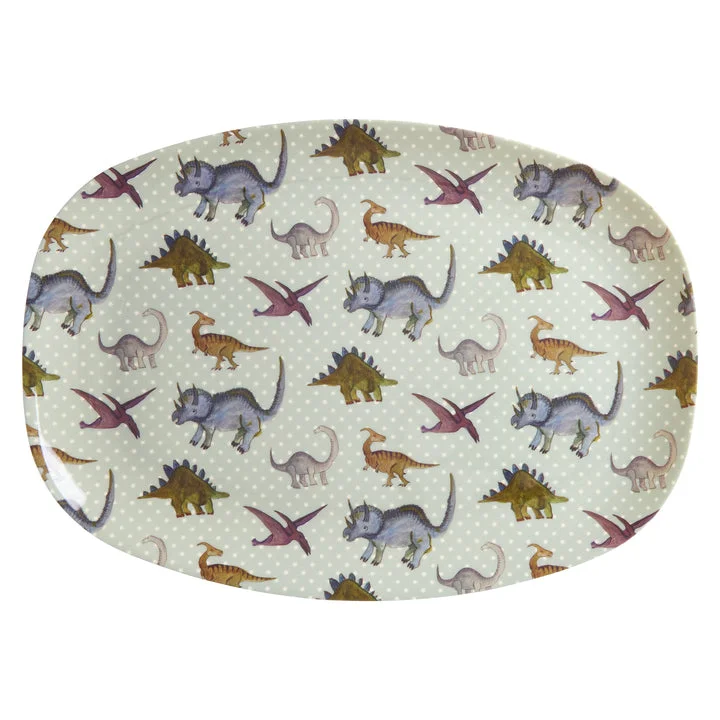 eco-friendly plastic serving bowls -Rice DK Melamine Rectangular Plate with New Dino Print