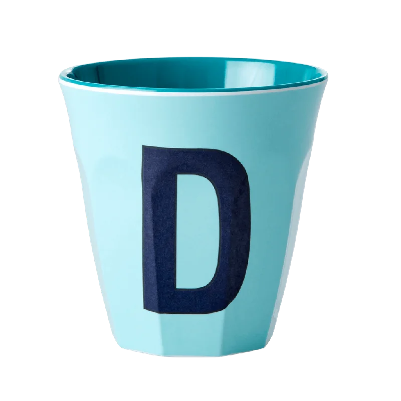 colorful custom coffee mugs -Melamine Cup - Medium with Alphabet in Bluish Colors | Letter D