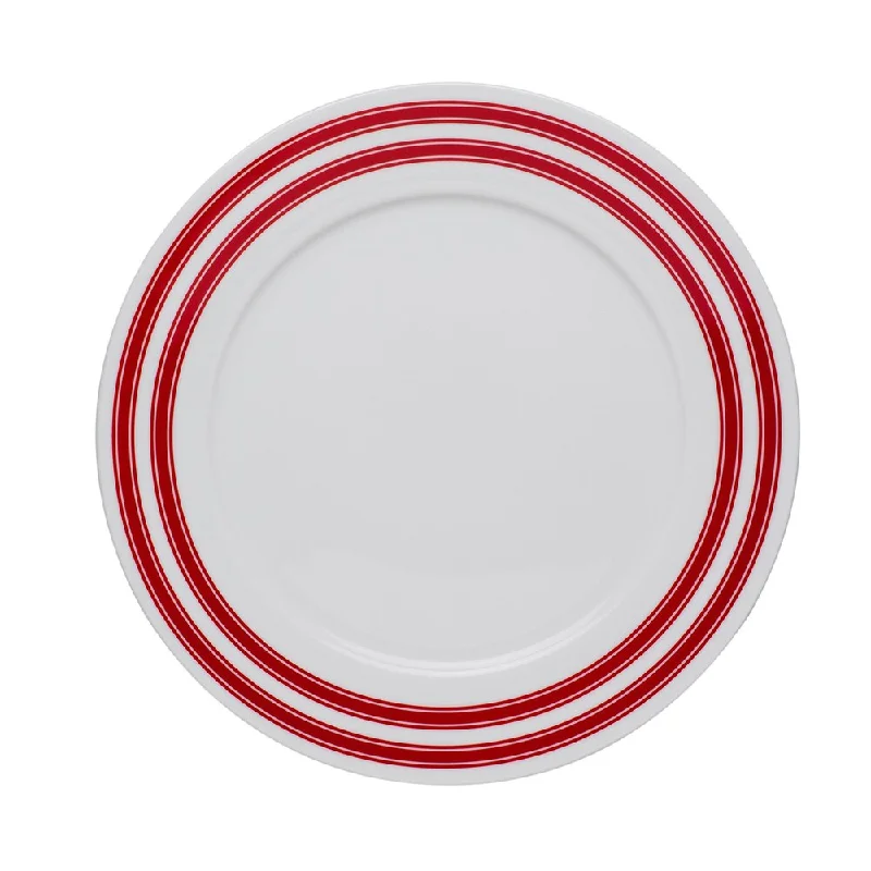 eco-friendly bamboo cups -Race Stripe Red Rim 10.5-inch Dinner Plate (Set of 4)